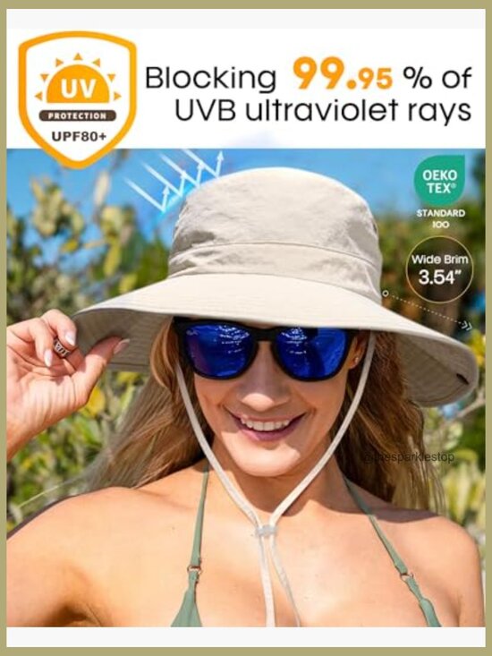 UPF 80+ Sun Hat with Ponytail Hole, Wide Brim, Packable Nylon main image 6